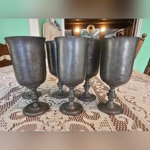 Vintage Pewter Goblets Set Of 6